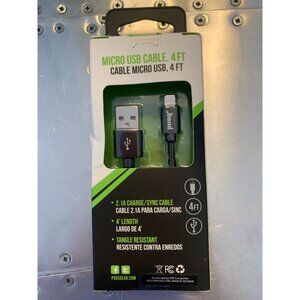 Pugs Micro USB Cable 4 Ft Tangle-Resistant 2.1A Charge & Sync Black Durable Desi